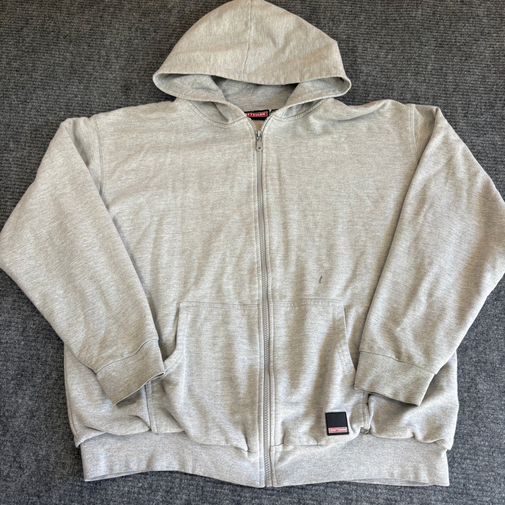 Craftsman Mens Gray Thermal Lined Full Zip Hoodie Sweatshirt Large Workwear L/G